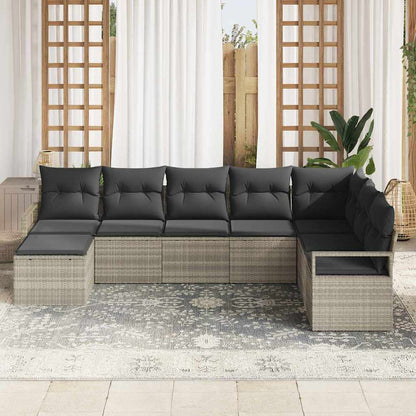 Bankstel met kussen 7 pcs Lichtgrijs poly rattan