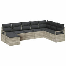 Bankstel met kussen 7 pcs Lichtgrijs poly rattan