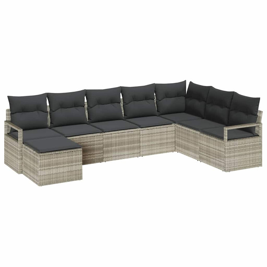 Bankstel met kussen 7 pcs Lichtgrijs poly rattan