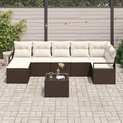 Bankstel 8 pcs Bruin poly rattan
