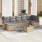 Tuinbankstel poly rattan beige 8-delig