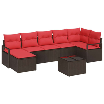 Bankstel 8 pcs Bruin poly rattan