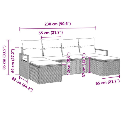 Bankstel 6 pcs Zwart poly rattan
