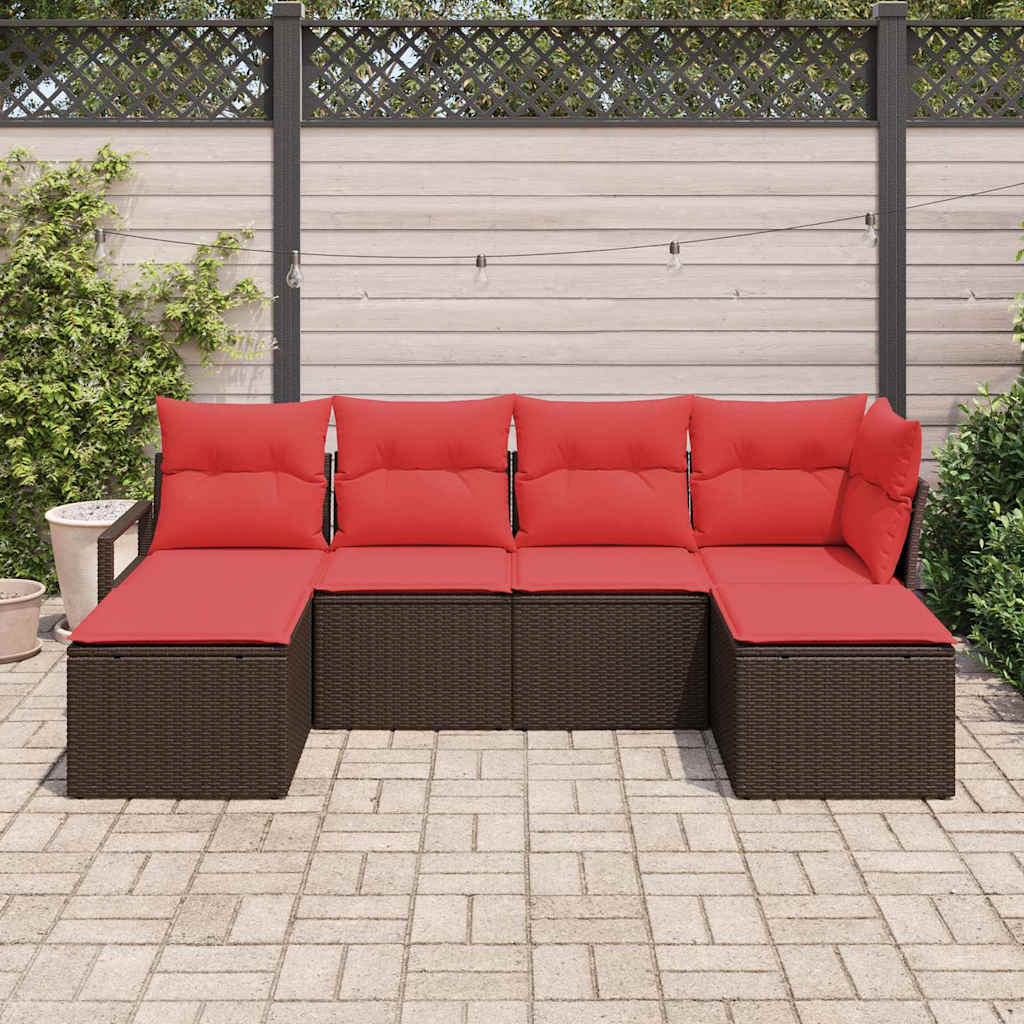 Bankstel 6 pcs Bruin poly rattan