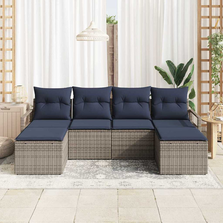Bankstel 6 pcs Grijs poly rattan