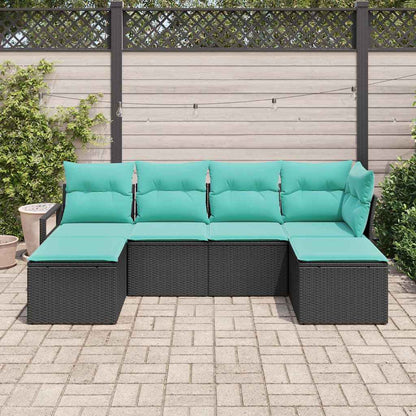 Bankstel 6 pcs Zwart poly rattan