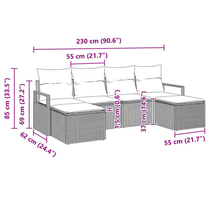 Bankstel 6 pcs Zwart poly rattan