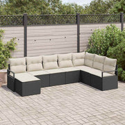 Bankstel poly rattan 8-delig zwart