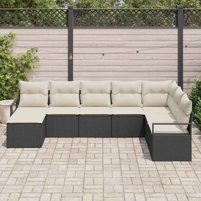 Bankstel met kussen 8 pcs Zwart poly rattan