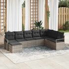 Sofa set with cushion 8 pcs Light grey poly rattan