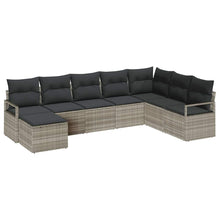 Bankstel met kussen 8 pcs Lichtgrijs poly rattan