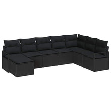 Bankstel met kussen 8 pcs Zwart poly rattan