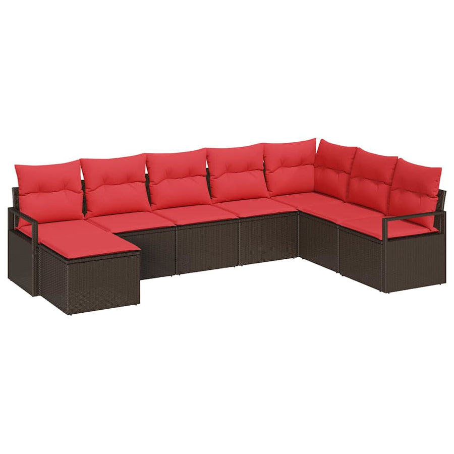 Bankstel met kussen 8 pcs Bruin poly rattan
