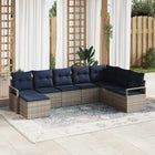 Sofa set with cushion 8 pcs Grey poly rattan