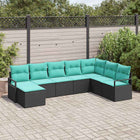 Sofa set with cushion 8 pcs Black poly rattan