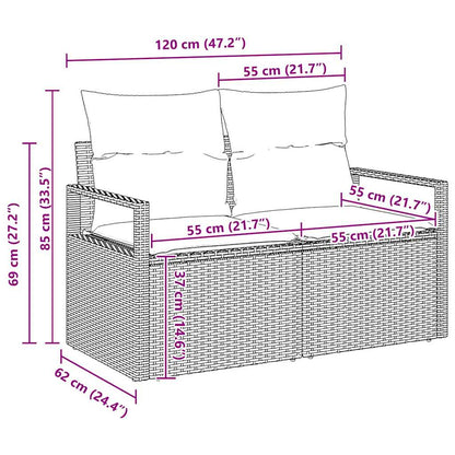 Bankstel met kussen 9 pcs Zwart poly rattan