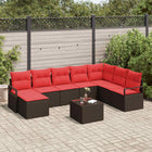 Sofa set with cushions 9 pcs Brown poly rattan