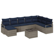 Bankstel met kussen 9 pcs Grijs poly rattan