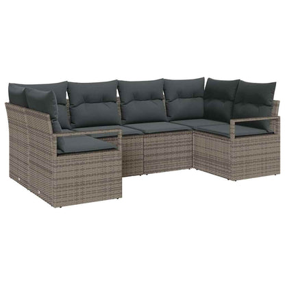 Bankstel met kussen 6 pcs Grijs poly rattan