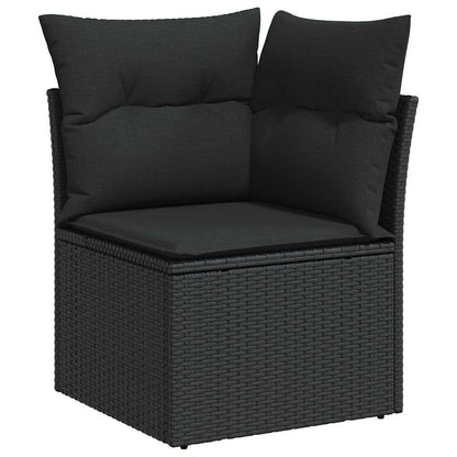 Bankstel met kussen 7 pcs Zwart poly rattan