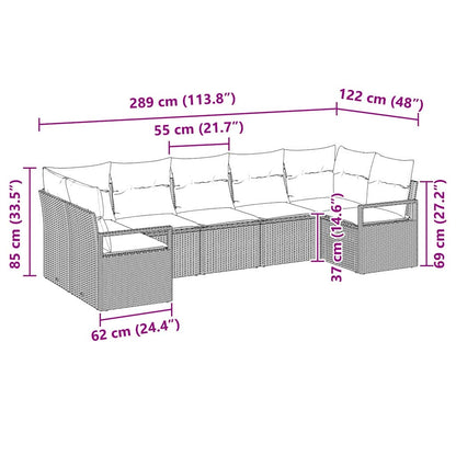 Bankstel met kussen 7 pcs Zwart poly rattan