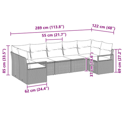 Bankstel met kussen 7 pcs Bruin poly rattan