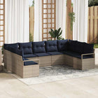Sofa set with cushion 7 pcs Grey poly rattan