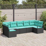 Tuinbankstel poly rattan 7-delig zwart