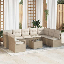 Bankstel met kussen 10 pcs Beige poly rattan