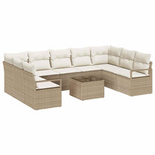 Bankstel met kussen 10 pcs Beige poly rattan