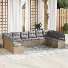 Bankstel met kussen 10 pcs Beige poly rattan
