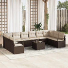 Sofa set with cushion 11 pcs Brown poly rattan