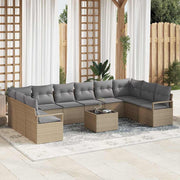 Tuinset poly rattan beige 11-delig