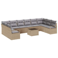 Bankstel met kussen 11 pcs Beige poly rattan