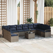 Modulair bankstel poly rattan grijs 11-delig