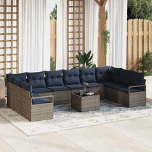 Bankstel met kussen 11 pcs Grijs poly rattan