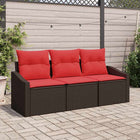 Bankstel 3 pers poly rattan bruin modulair