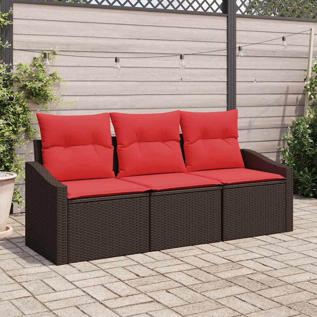 Bankstel 3 st Bruin poly rattan