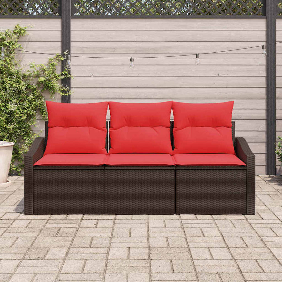 Bankstel 3 st Bruin poly rattan