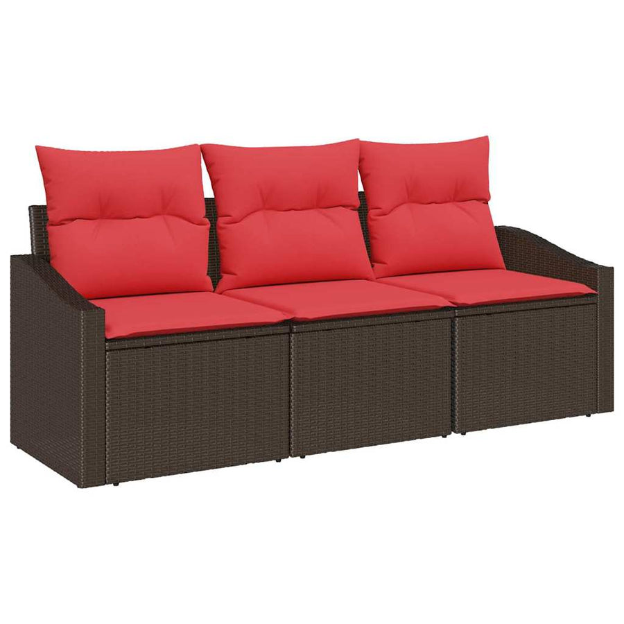 Bankstel 3 st Bruin poly rattan