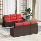 Bankstel poly rattan 7-delig bruin rood modulair