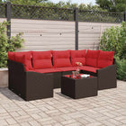 Modulaire bankstel 7-delig poly rattan bruin/rood