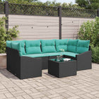 Loungeset 7-delig poly rattan zwart turquoise