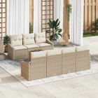 Loungebank set poly rattan beige crème 8 delen