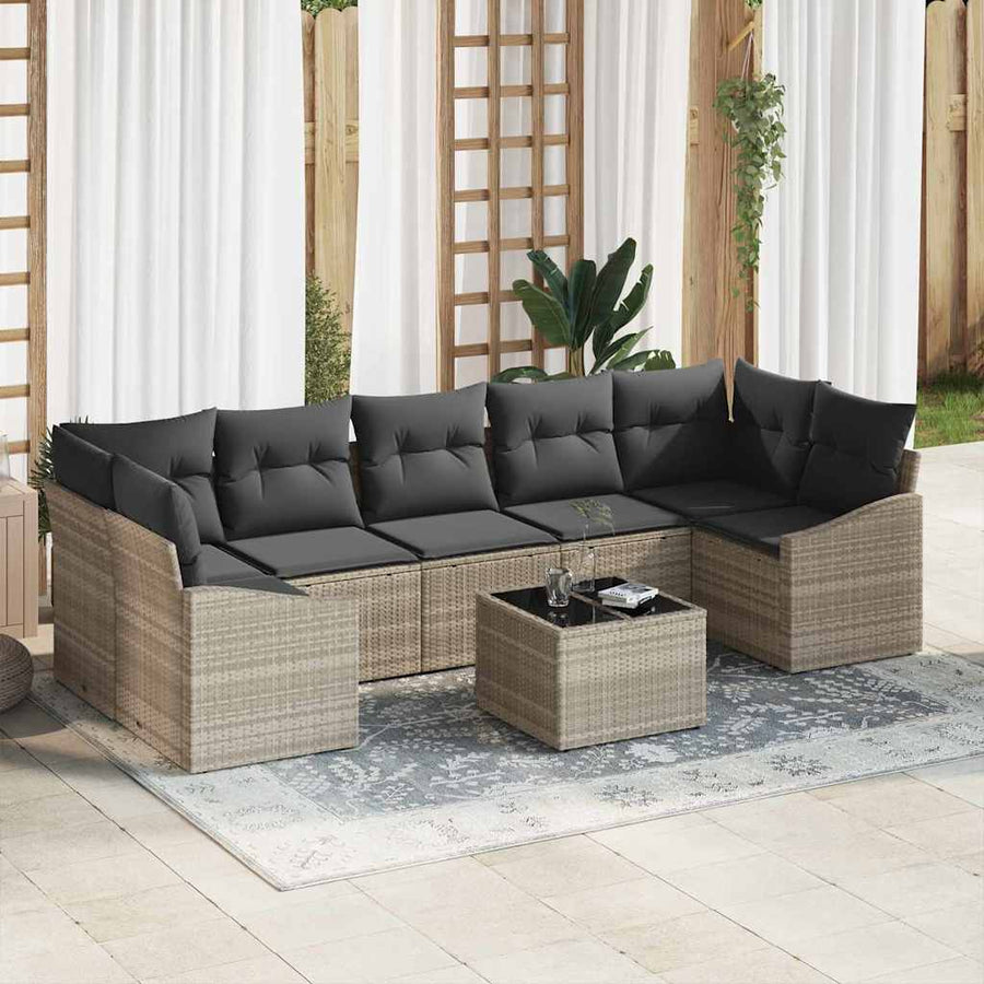 Bankstel met kussen Lichtgrijs 55 x 55 x 37 cm poly rattan