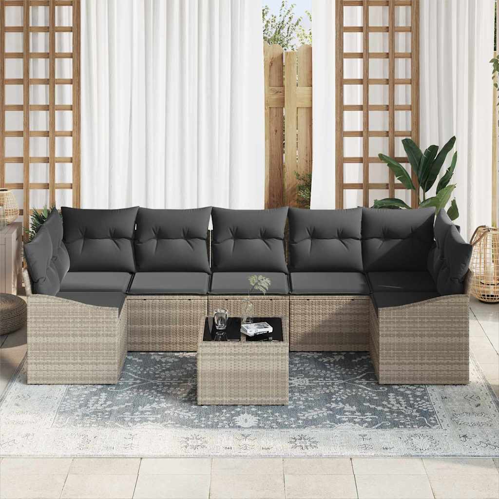 Bankstel met kussen Lichtgrijs 55 x 55 x 37 cm poly rattan