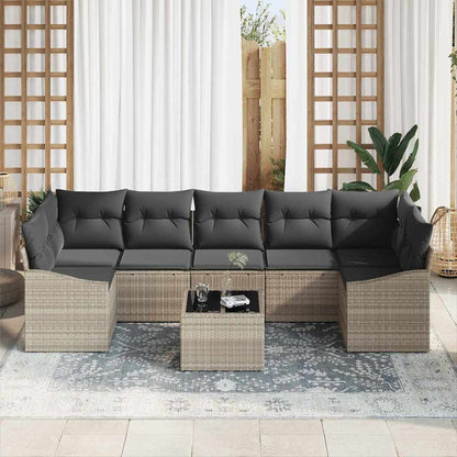 Bankstel met kussen Lichtgrijs 55 x 55 x 37 cm poly rattan