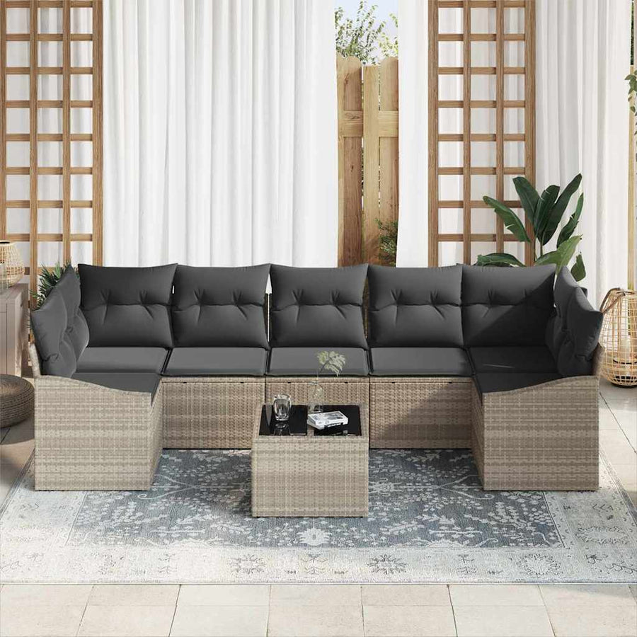 Bankstel met kussen Lichtgrijs 55 x 55 x 37 cm poly rattan