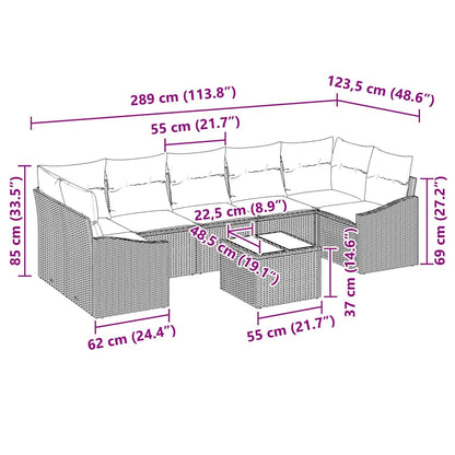 Bankstel met kussen Lichtgrijs 55 x 55 x 37 cm poly rattan