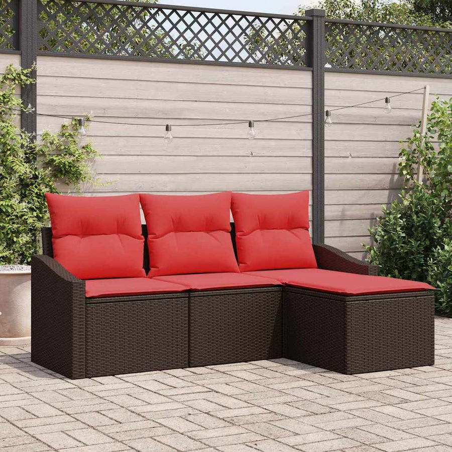 Bankstel 4 st Bruin poly rattan